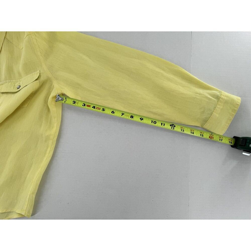 Sundance Pearl Snap Shirt Size M 100% Linen Yellow Western Rodeo Cowgirl​​ - Picture 13 of 14